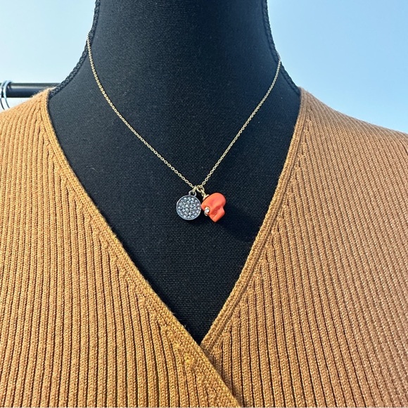 Juicy Couture Orange Skull Charm Gold Necklace - Picture 5 of 7